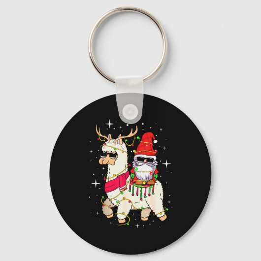Christmas Gnome On Llama, Cute Alpaca Chanukah Chr Schlüsselanhänger (Vorderseite)