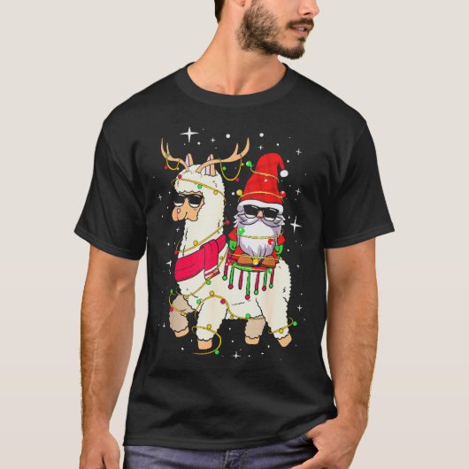 Christmas Gnome On Llama, Cute Alpaca Chanukah Chr T-Shirt (Vorderseite)