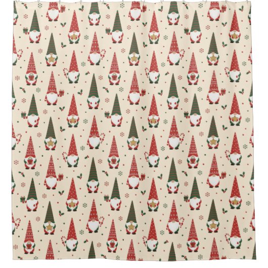 Christmas Gnome Party Pattern Duschvorhang (Vorderseite)