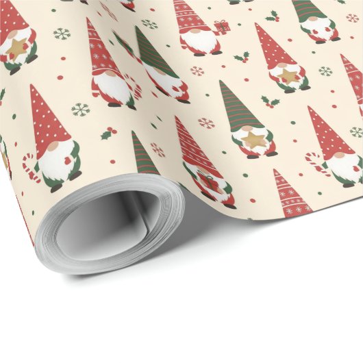 Christmas Gnome Party Pattern Geschenkpapier (Rolleneckpunkt)