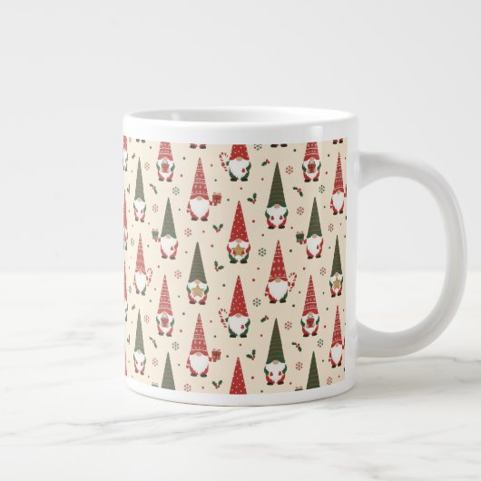 Christmas Gnome Party Pattern Jumbo-Tasse (Rechts)
