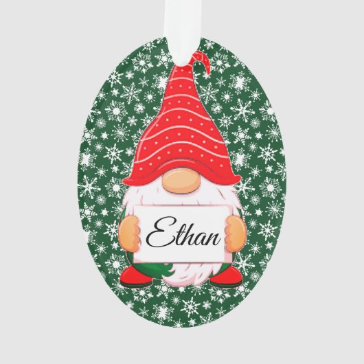 Christmas Gnome personalisiert Ornament (Rückseite)