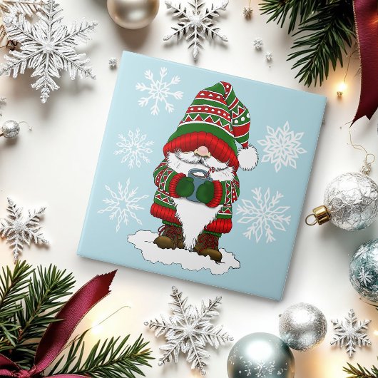 Christmas Gnome Red Green Niedlich Fliese
