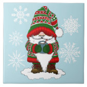 Christmas Gnome Red Green Niedlich Fliese (Vorderseite)