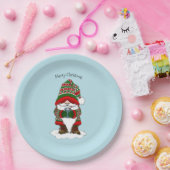 Christmas Gnome Red Green Niedlich Pappteller (Party)