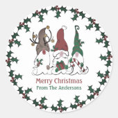 Christmas Gnome Santa Elf Reindeer Festive Xmas Runder Aufkleber (Vorderseite)