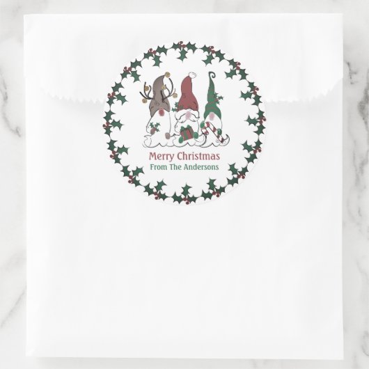 Christmas Gnome Santa Elf Reindeer Festive Xmas Runder Aufkleber (Tasche)