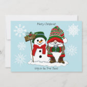 Christmas Gnome Snowman Niedlich Einladung (Rückseite)
