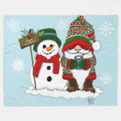 Christmas Gnome Snowman Niedlich Fleecedecke (Vorderseite (Horizontal))