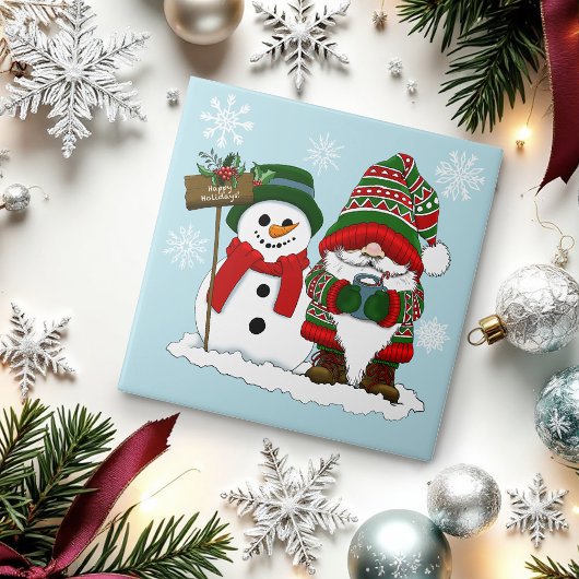 Christmas Gnome Snowman Niedlich Fliese
