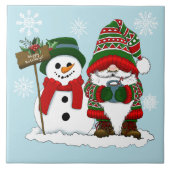 Christmas Gnome Snowman Niedlich Fliese (Vorderseite)