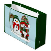 Christmas Gnome Snowman Niedlich Große Geschenktüte (Vorderseite Schrägansicht)