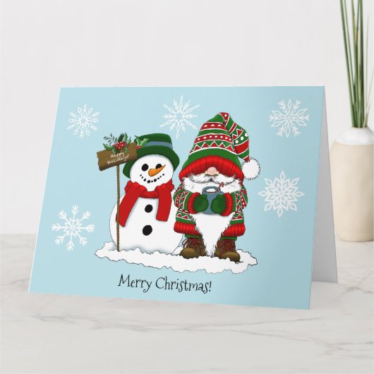 Christmas Gnome Snowman Niedlich Karte (Vorderseite)