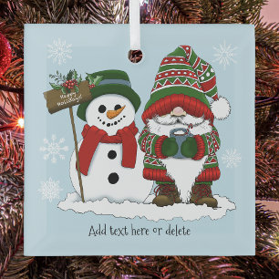 Christmas Gnome Snowman Niedlich Ornament Aus Glas