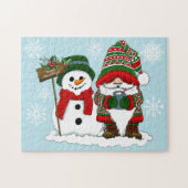 Christmas Gnome Snowman Niedlich Puzzle (Horizontal)