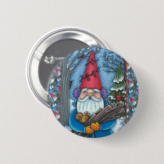 CHRISTMAS GNOME, SQUIRREL, WOODPECKER & KARDINAL BUTTON (Vorne & Hinten)