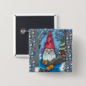 CHRISTMAS GNOME, SQUIRREL, WOODPECKER & KARDINAL BUTTON (Vorne & Hinten)