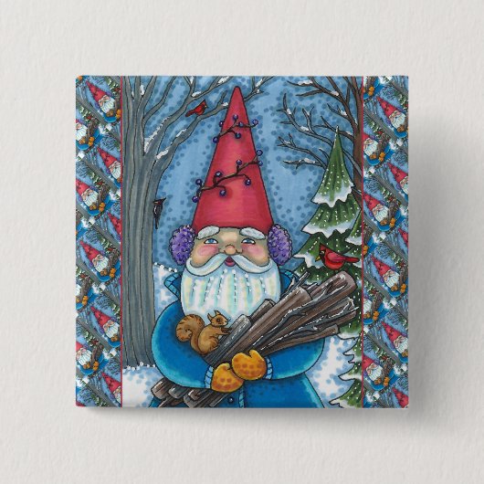 CHRISTMAS GNOME, SQUIRREL, WOODPECKER & KARDINAL BUTTON (Vorderseite)