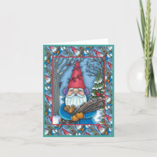 CHRISTMAS GNOME, SQUIRREL, WOODPECKER & KARDINAL FEIERTAGSKARTE