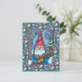 CHRISTMAS GNOME, SQUIRREL, WOODPECKER & KARDINAL FEIERTAGSPOSTKARTE (Stehend Vorderseite)
