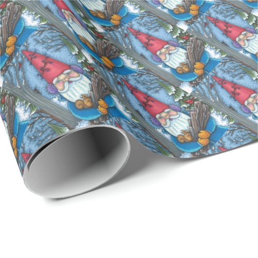 CHRISTMAS GNOME, SQUIRREL, WOODPECKER & KARDINAL GESCHENKPAPIER (Rolleneckpunkt)