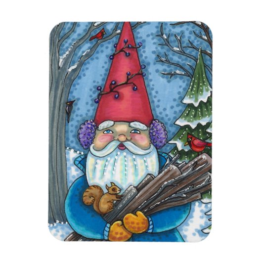CHRISTMAS GNOME, SQUIRREL, WOODPECKER & KARDINAL MAGNET (Vertikal)
