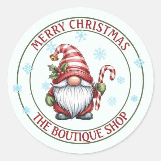 Christmas Gnome Sticker | Editable Text Label (Vorderseite)