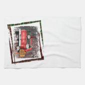 Christmas Gnome Sweet Gnome Red Truck Kariert Rust Geschirrtuch (Horizontal)