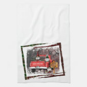 Christmas Gnome Sweet Gnome Red Truck Kariert Rust Geschirrtuch (Vertikal)