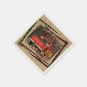 Christmas Gnome Sweet Gnome Red Truck Kariert Rust Serviette (Ecke)