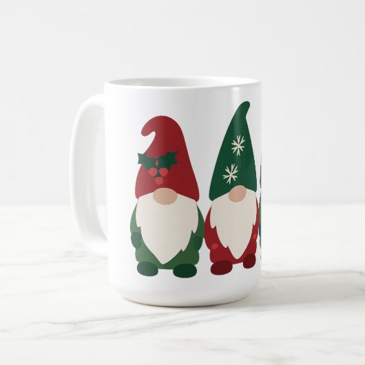 "Christmas Gnome Trio - Feierlicher Feiertag Kaffeetasse (Vorderseite Links)