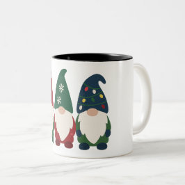 "Christmas Gnome Trio - Feierlicher Feiertag Zweifarbige Tasse