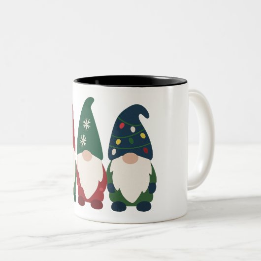 "Christmas Gnome Trio - Feierlicher Feiertag Zweifarbige Tasse (VorderseiteRechts)