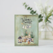 Christmas Gnome Warm wünscht Gruß Feiertagspostkarte (Stehend Vorderseite)