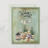 Christmas Gnome Warm wünscht Gruß Feiertagspostkarte (Vorne/Hinten)