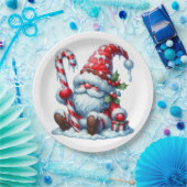 Christmas Gnome with Candy and Gift Box Pappteller (Party)