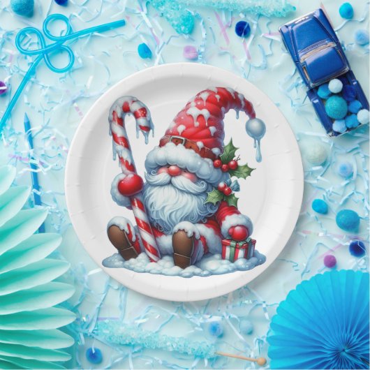 Christmas Gnome with Candy and Gift Box Pappteller (Party)