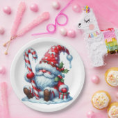 Christmas Gnome with Candy and Gift Box Pappteller (Party)