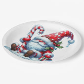 Christmas Gnome with Candy and Gift Box Pappteller (Schrägansicht)