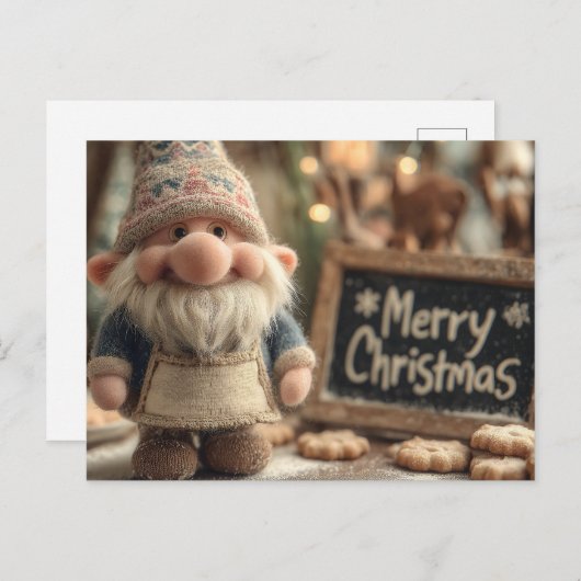 Christmas Gnome with Cookies and Merry Christmas Postkarte (Vorne/Hinten)