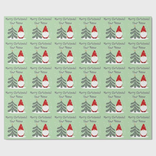 Christmas gnome with tree personalized Holiday Geschenkpapier (Flach)