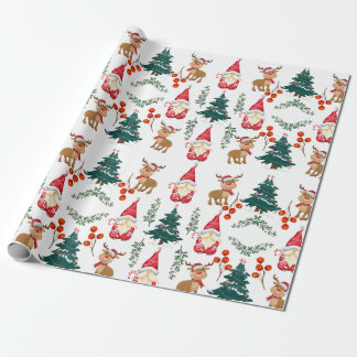 Christmas gnome wrapping paper Scandinavian Geschenkpapier