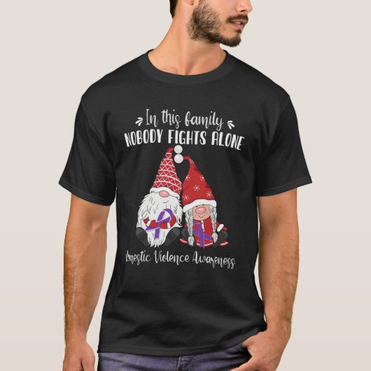 Christmas Gnomes Domestic Violence Awareness T-Shirt (Vorderseite)