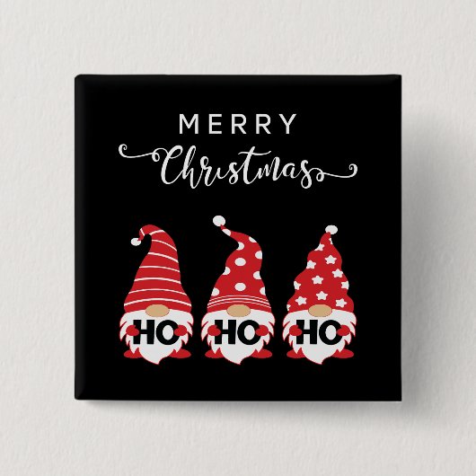 Christmas Gnomes Ho Ho Ho Ho Button (Vorderseite)