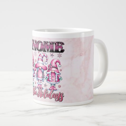 🎄 Christmas + Gnomes + Pink Aesthetic + Holiday Jumbo-Tasse (Vorderseite Rechts)