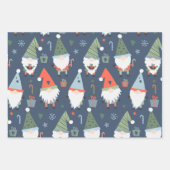 Christmas Gnomes Santa Claus Blue Green Whimsical Geschenkpapier Set (Vorderseite 2)