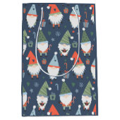 Christmas Gnomes Santa Claus Blue Green Whimsical Mittlere Geschenktüte (Vorderseite)