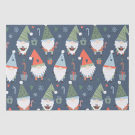 Christmas Gnomes Santa Claus Blue Green Whimsical Seidenpapier