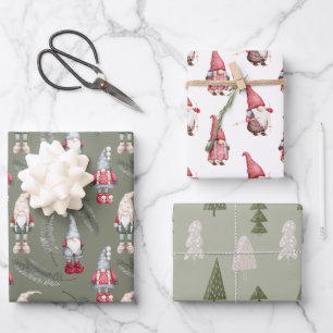 Christmas Gnomes Trolles Geschenkpapier Set