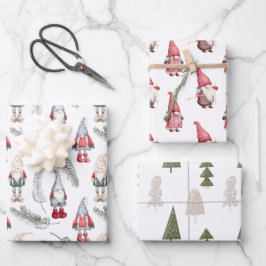 Christmas Gnomes Woodland Pine Geschenkpapier Set